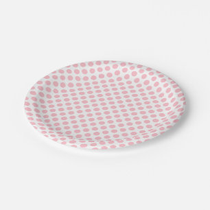 Rosa auf weißen mittelgroßen Polka-Punkten Pappteller