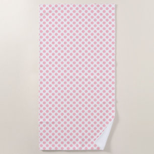 Rosa auf weißen mittelgroßen Polka-Punkten Strandtuch