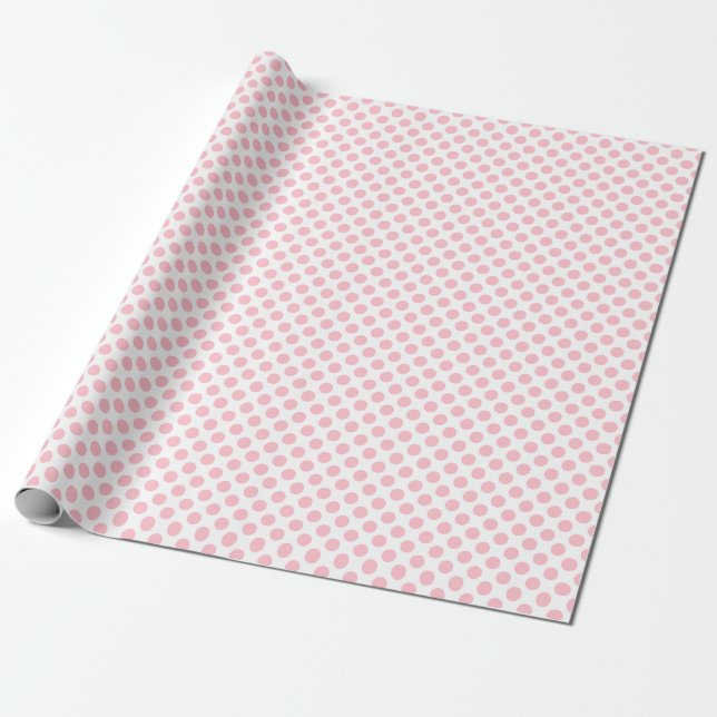 Rosa auf weißen Polka-Punkten kleiner Größe Geschenkpapier (Ungerollt)