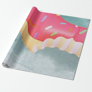 Rosa aufblasbarer Donut-Schwimmer Geschenkpapier