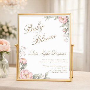 Rosa aufblühendes Mädchen Baby Shower Windeln für  Poster
