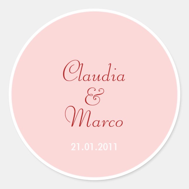 Rosa Aufkleber für Gastgeschenke o. Einladung (Vorderseite)