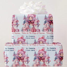 Rosa aus Santa Girls Name Snowman Weihnachten Geschenkpapier