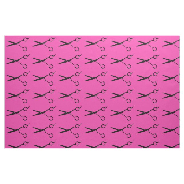 Rosa Ausschnitt des schwarzen Haares scissors Stoff (Fat Quarter (45,7 x 55,9 cm))