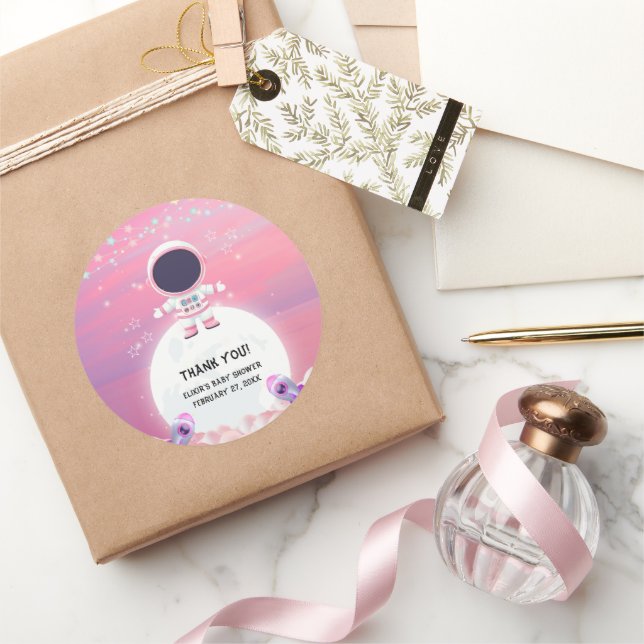 Rosa Außenraumdusche Kleiner Explorer Kinderdusche Runder Aufkleber (Schenken)