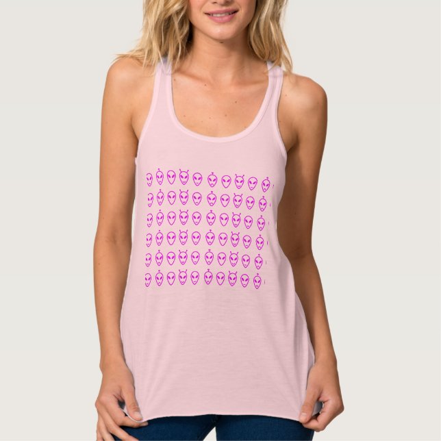 Rosa Außerirdische Gesichter Tank Top (Vorderseite)