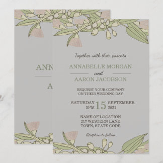 Rosa australische Wildblumengumtree-Hochzeitseinla Einladung