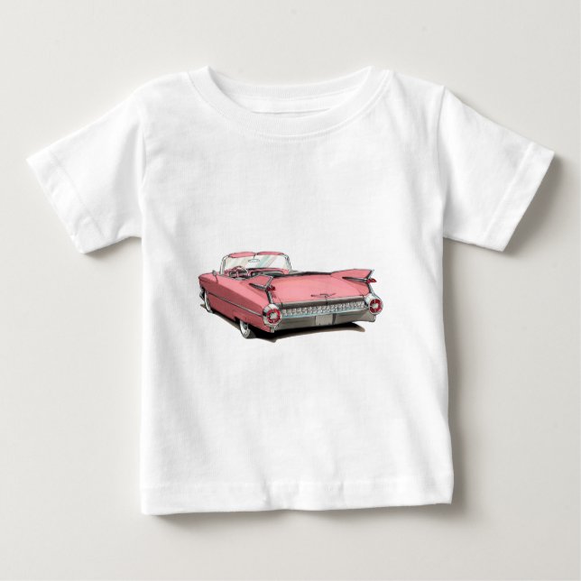 Rosa Auto 1959 Cadillacs Baby T-shirt (Vorderseite)