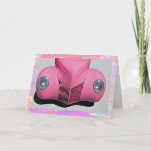 Rosa Auto-Grußkarte Karte