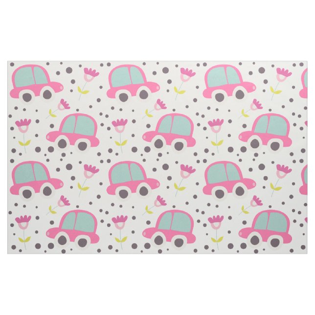 rosa Autos und Blume Stoff (Fat Quarter (45,7 x 55,9 cm))