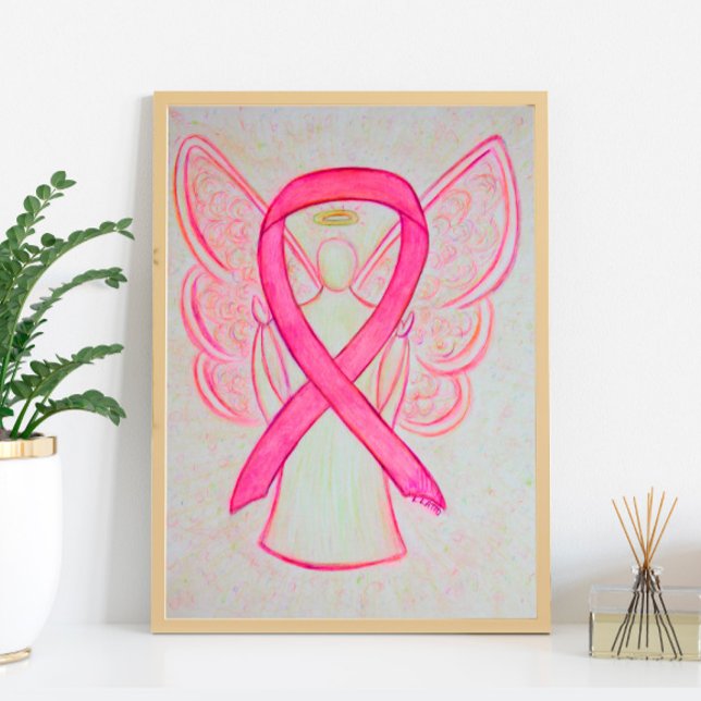 Rosa Awareness Ribbon Angel Poster Kunst drucken (Von Creator hochgeladen)