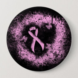 Rosa Awareness Ribbon Grunge Herz Button
