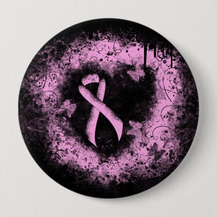 Rosa Awareness Ribbon Grunge Herz Button