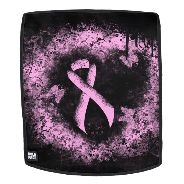 Rosa Awareness Ribbon Grunge Herz Rucksack (Abnehmbare Front)