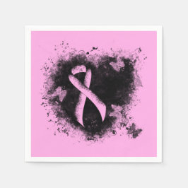 Rosa Awareness Ribbon Grunge Herz Serviette