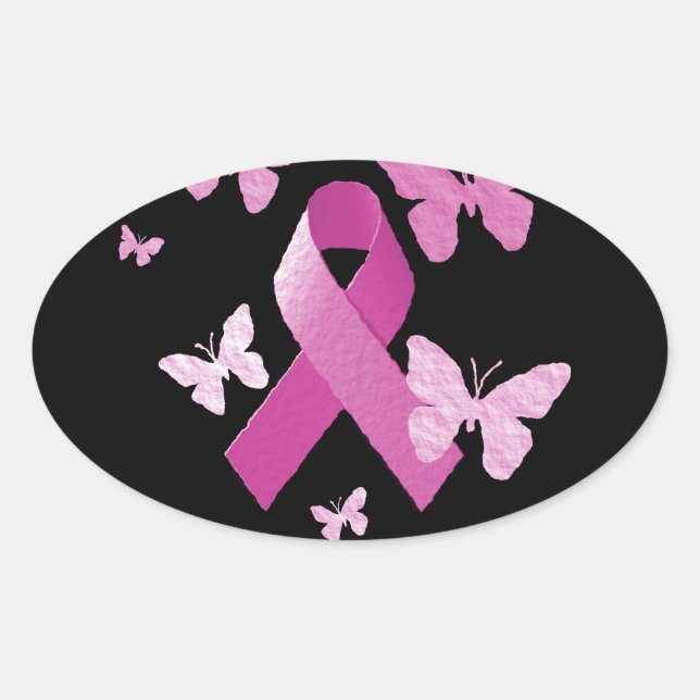 Rosa Awareness Ribbon Ovaler Aufkleber (Vorderseite)