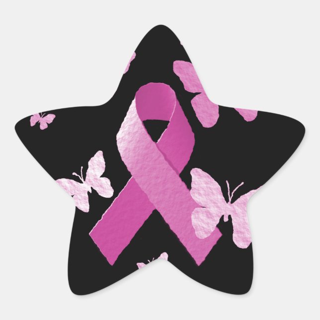 Rosa Awareness Ribbon Stern-Aufkleber (Vorderseite)