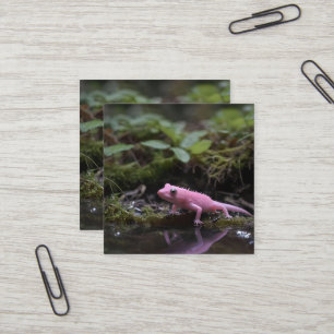 rosa Axolotl am Fluss, Quadratische Visitenkarte