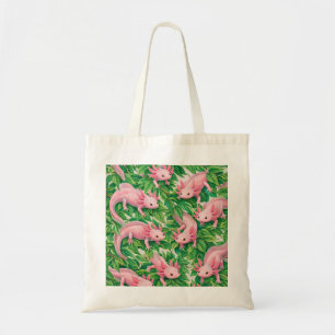 Rosa Axolotl-Botanikmuster Tragetasche