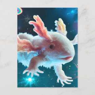 Rosa Axolotl im Weltraum Postkarte