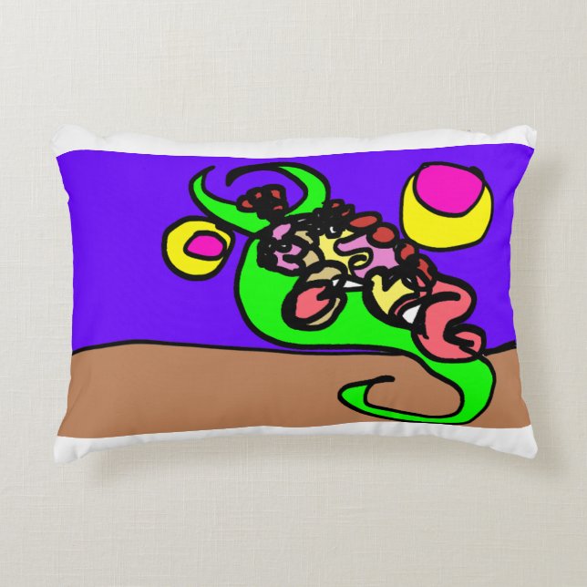 Rosa Axolotl-Kunst Dekokissen (Vorderseite)