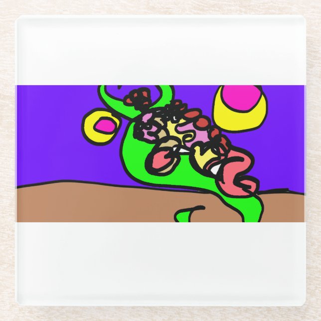 Rosa Axolotl-Kunst Glasuntersetzer (Vorderseite)
