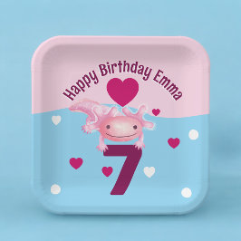 rosa Axolotl-Party Pappteller