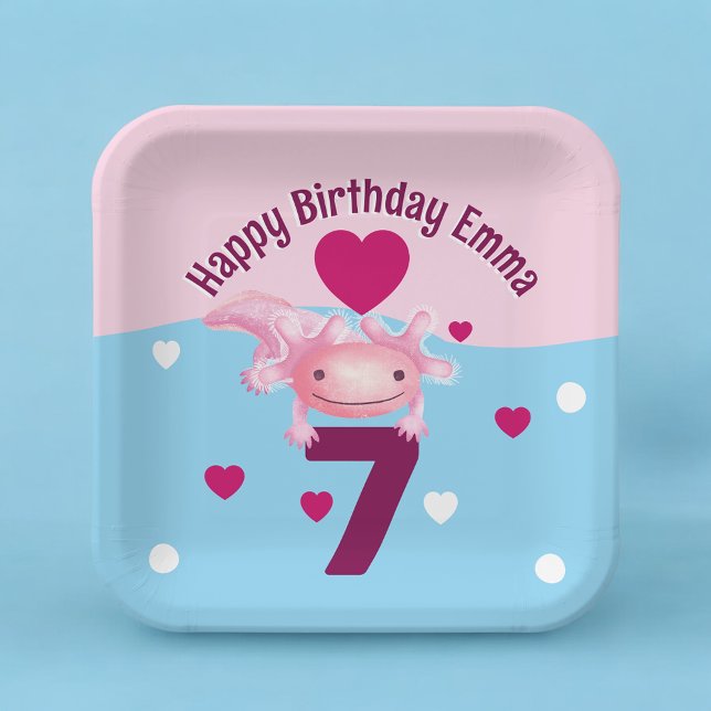 rosa Axolotl-Party Pappteller (Von Creator hochgeladen)