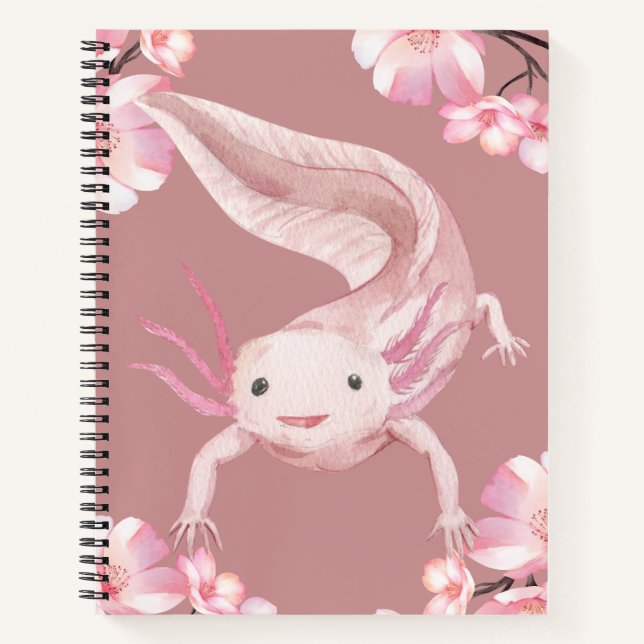 Rosa Axolotl-Spiralblock Notizbuch (Vorderseite)