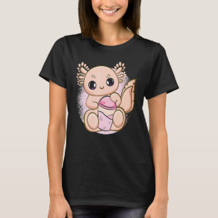 Rosa Axolotl trinkt Bläschenmilch mit Boba Birne T-Shirt