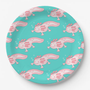 rosa Axolotmuster Pappteller