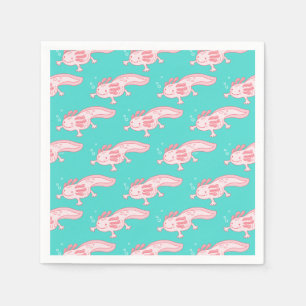 rosa Axolotmuster Serviette