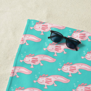 rosa Axolotmuster Strandtuch