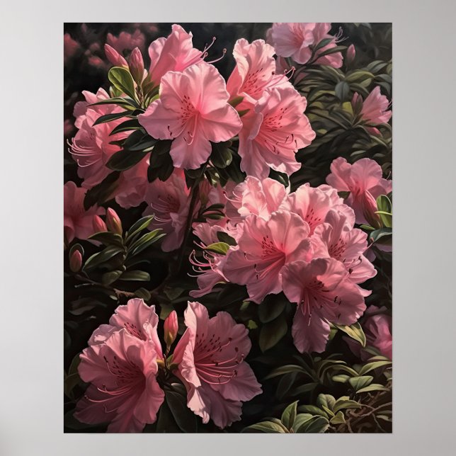 Rosa Azalea Blume Art Print Poster (Vorne)