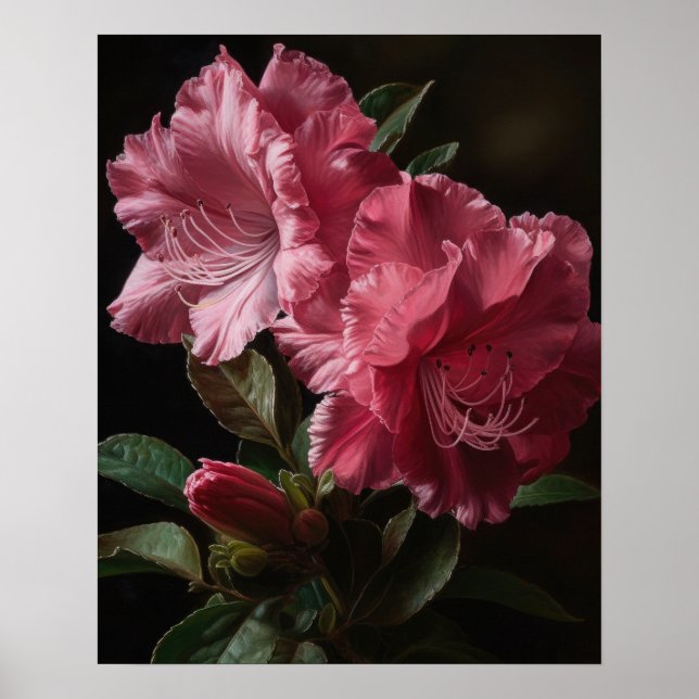 Rosa Azalea Blume Art Print Poster (Vorne)