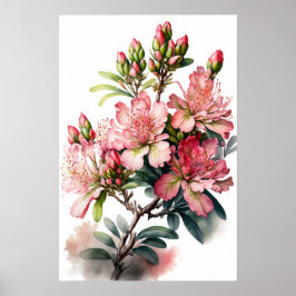 Rosa Azalea Blume Art Print Poster