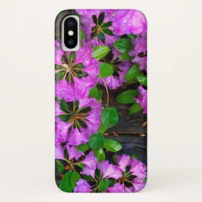 Rosa Azaleen Blume, rustikales Hinterhofholz Case-Mate iPhone Hülle (Rückseite)