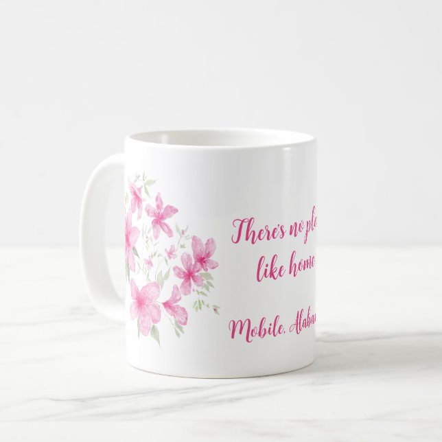 Rosa Azaleen-Blüten Kaffeetasse (Vorderseite Links)