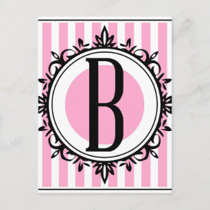 Rosa "B"-Monogramm Postkarte
