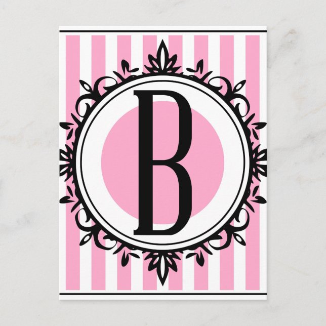 Rosa "B"-Monogramm Postkarte (Vorderseite)