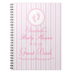 Rosa Baby-Abdruck-Babyparty-Gast-Buch Notizblock