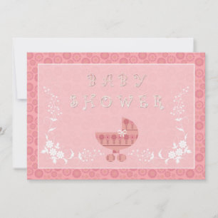 Rosa Baby-Buggy-Baby-Shower-Einladungen Einladung