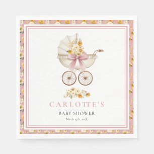 Rosa Baby-Carriage-Blumen-Baby-Shower-Luncheon-Ser Serviette
