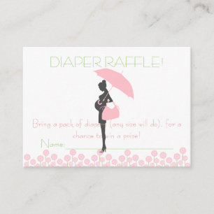 Rosa Baby-Duschen-Silhouette-Windelraffle-Karten Begleitkarte