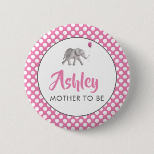 Rosa Baby-Elefant-Baby-Duschen-Namen-Umbau-Button Button