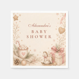 Rosa Baby, es ist kalt draußen Baby Shower Serviette