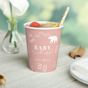 Rosa Baby, es ist kalt draußen Handgezeichnete Bab Pappbecher