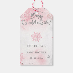 Rosa Baby es ist kalt draußen Winter-Baby-Party Geschenkanhänger