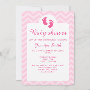 Rosa Baby Fußabdrücke Silhouette Baby Shower Einladung