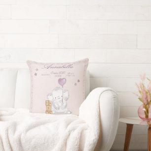 Rosa Baby-Girfant und Wasserfarbenballon Kissen